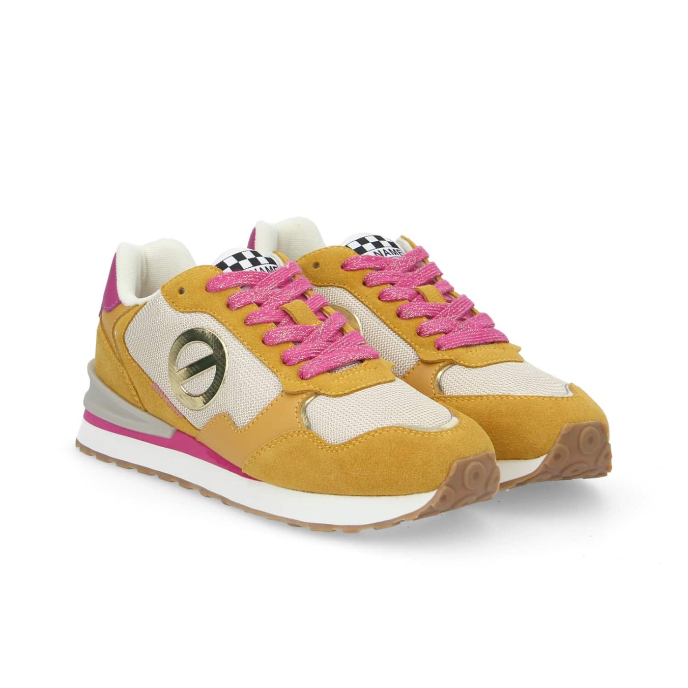 TOVA RUNNER W  -  SUEDE/KNIT/NAP.  - GIALLO MAIS/SABBIA/ROSA/